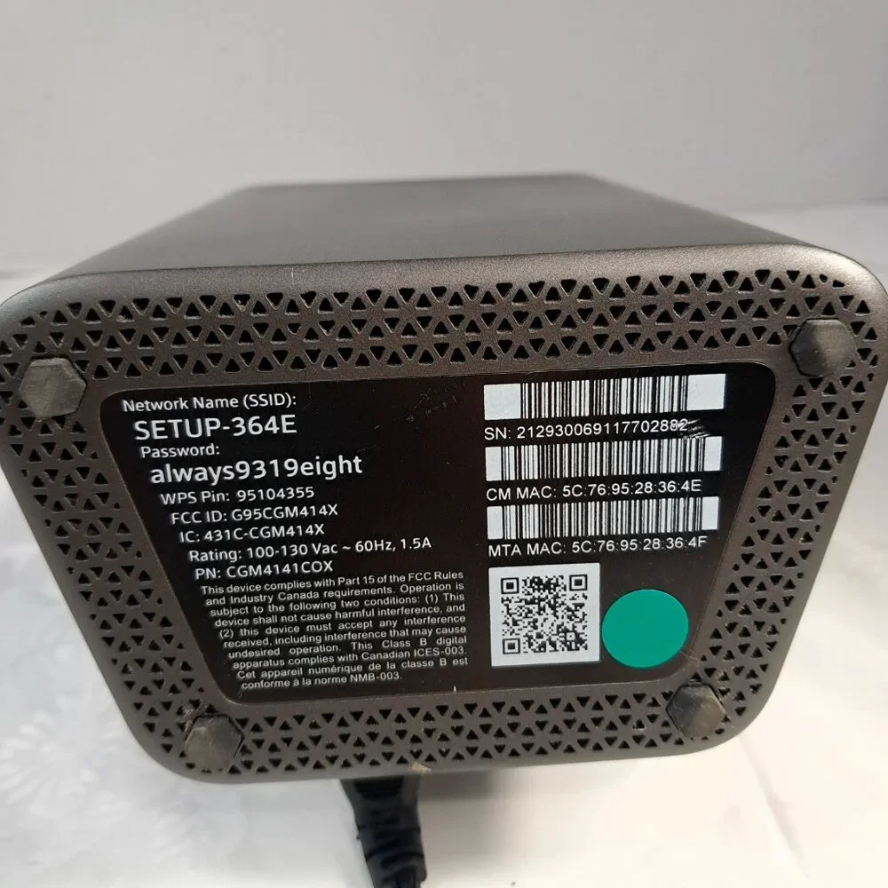 Cox Panoramic Cable Modem WIFI Gateway Modem‎ Router CGM414X CGM414COX